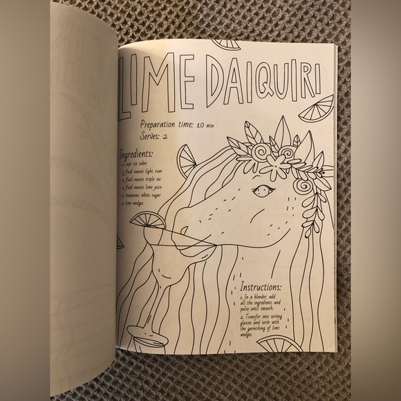 Drinking Animals Coloring Book: A Fun Coloring Book w/ Easy Cocktail Recipes NWT - Picture 4 of 5